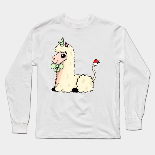 Alpacaa Christmas Cat Long Sleeve T-Shirt by Ghostly_Alpacaa